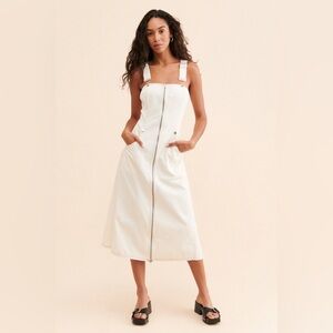 Anthropologie Overall Zip Front Midi Dress By Forever That Girl